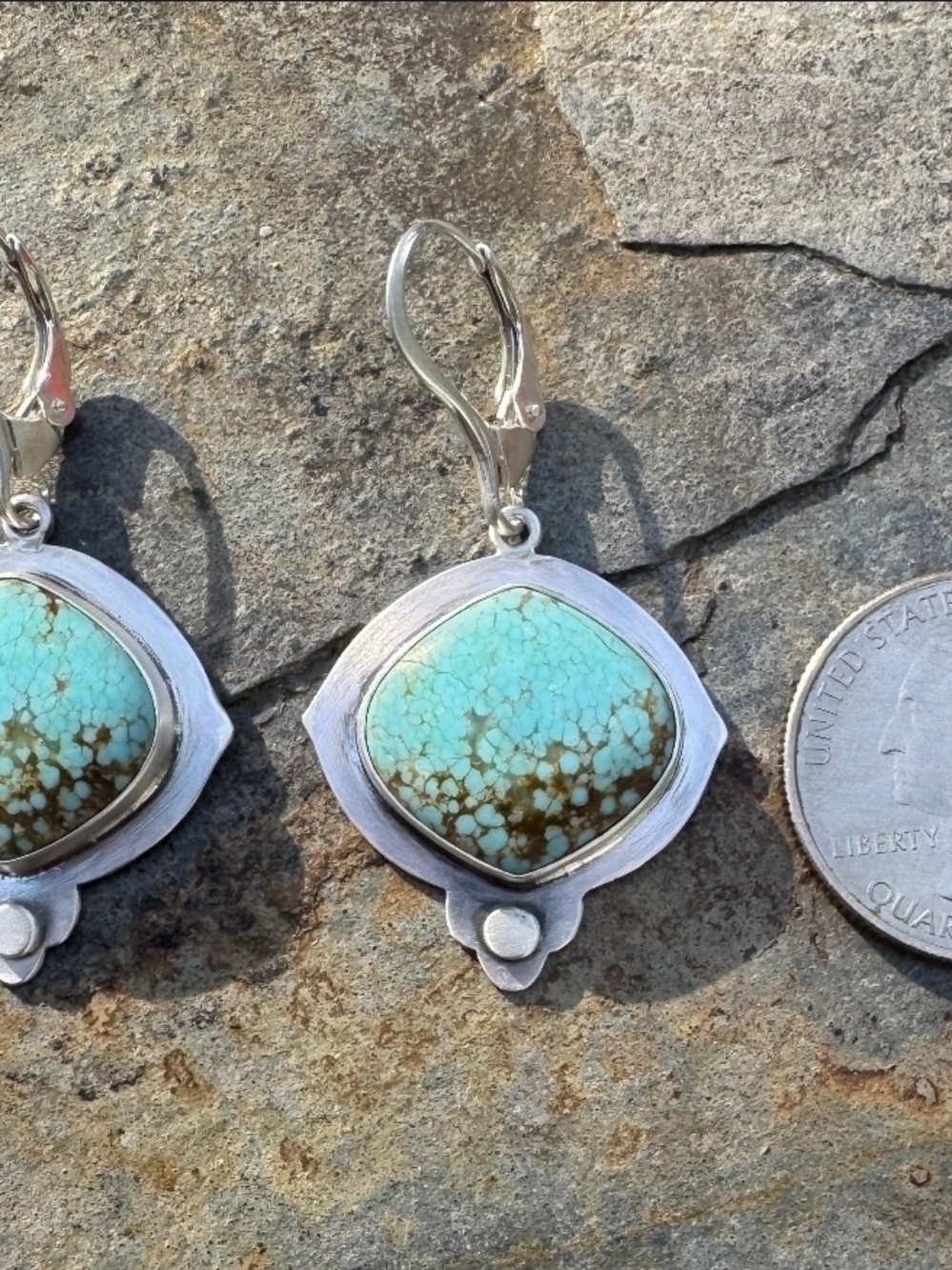 Number 8 Turquiose Earrings - Picture 3 of 4